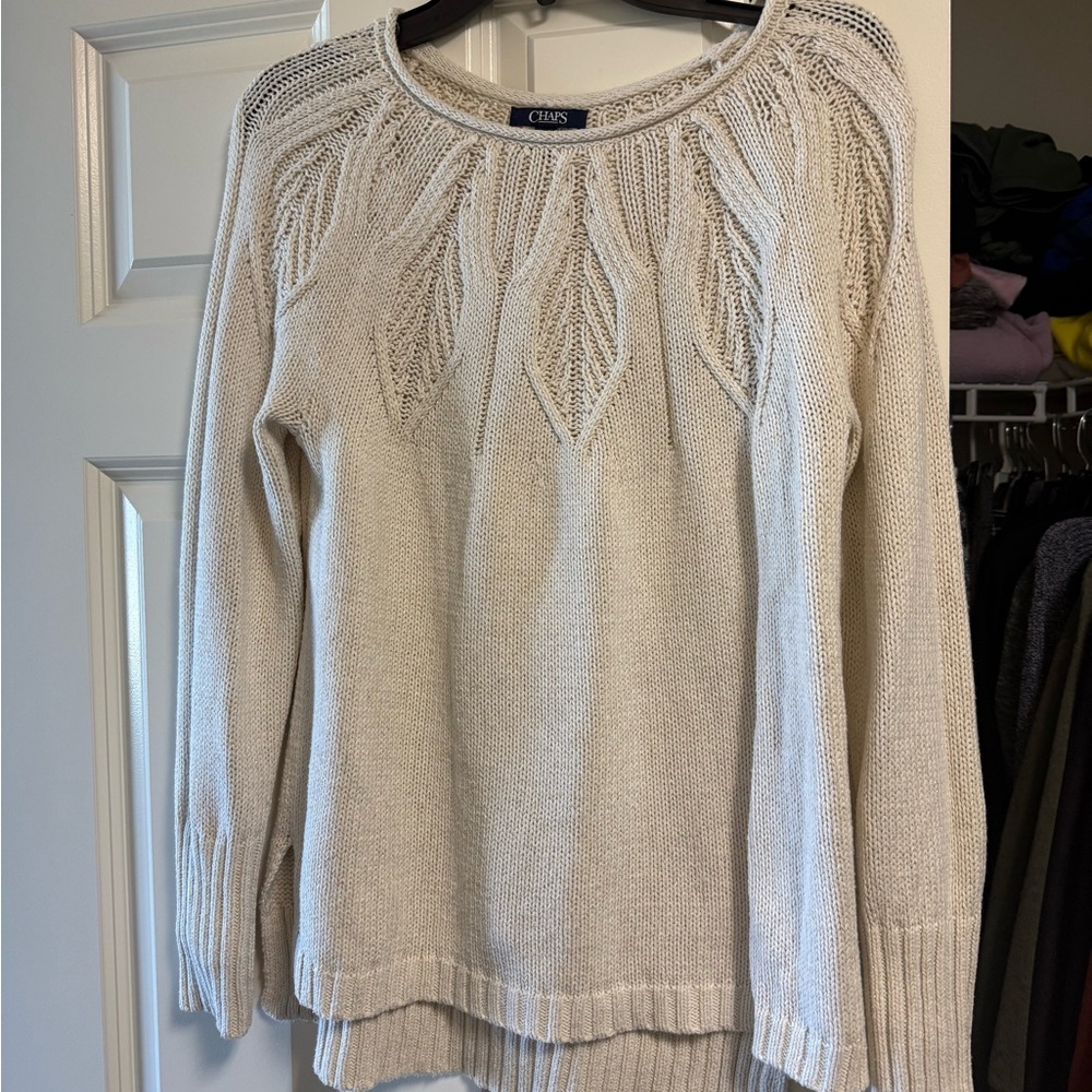 Chaps Women's Cream Cable Sweater